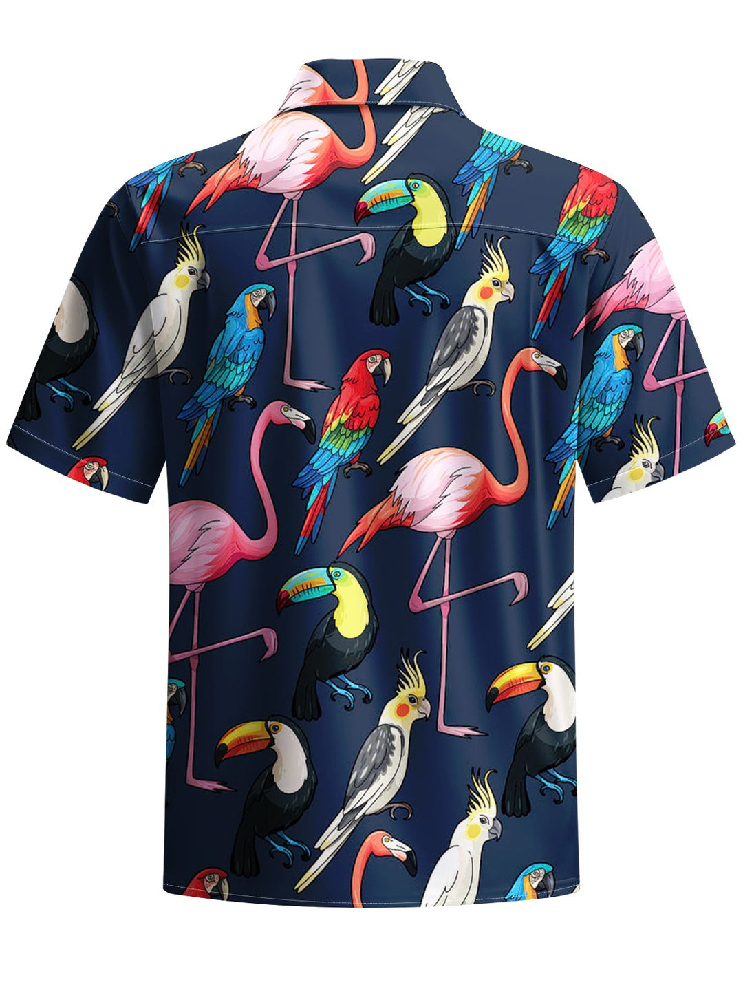 Alohadaddy® Casual Parrot Flamingo Art Print Chest Pocket Men&
