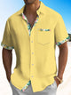 Alohadaddy Basic Solid Color Summer Hawaiian Flower Color Block Shirt