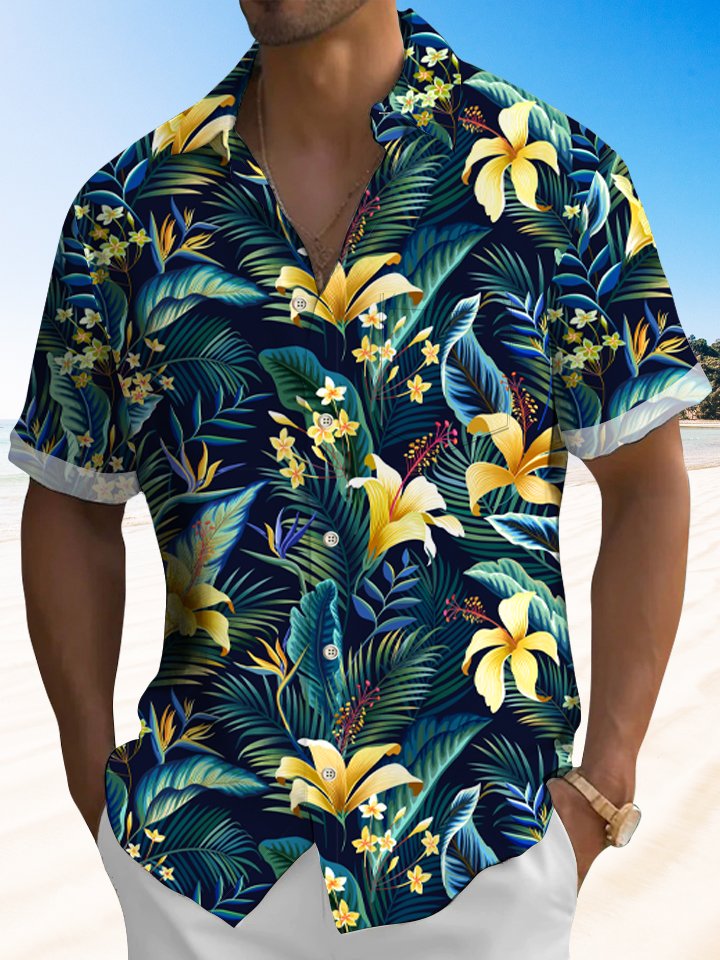 T-shirt Alohadaddy Beach Vacation Hawaii Tropical Flower Lily Leaf