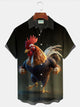 Alohadaddy Vintage Gradient Muscle Rooster Men's Button Pocket Shirt