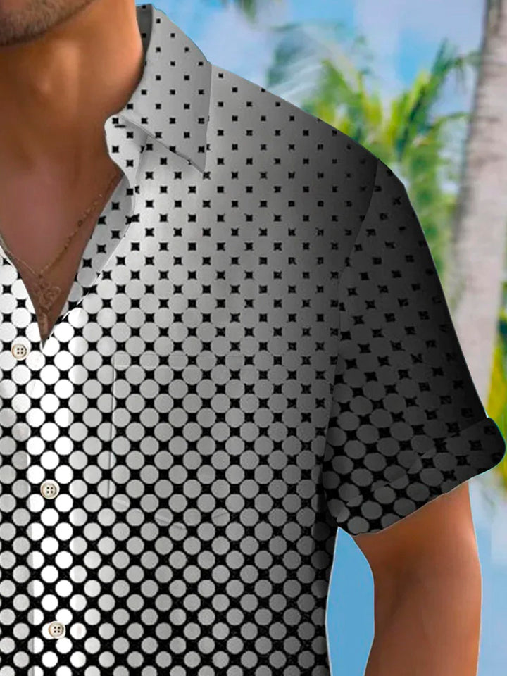Chemise à manches courtes et poches boutonnées pour homme à imprimé dégradé vintage Alohadaddy