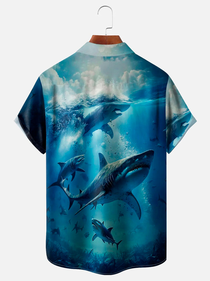 Alohadaddy Hawaii Shark Gradient 3D Digital Print Men&