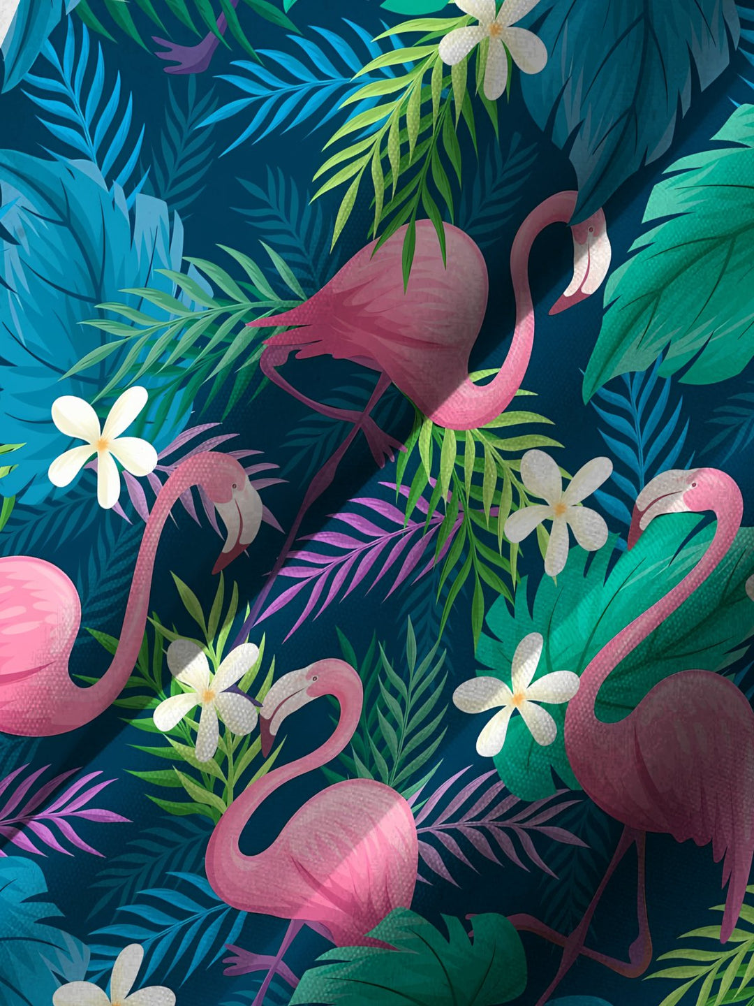 Alohadaddy Hawaii  Plant Flamingo Print Art Buttons Elastic Large Size Men&