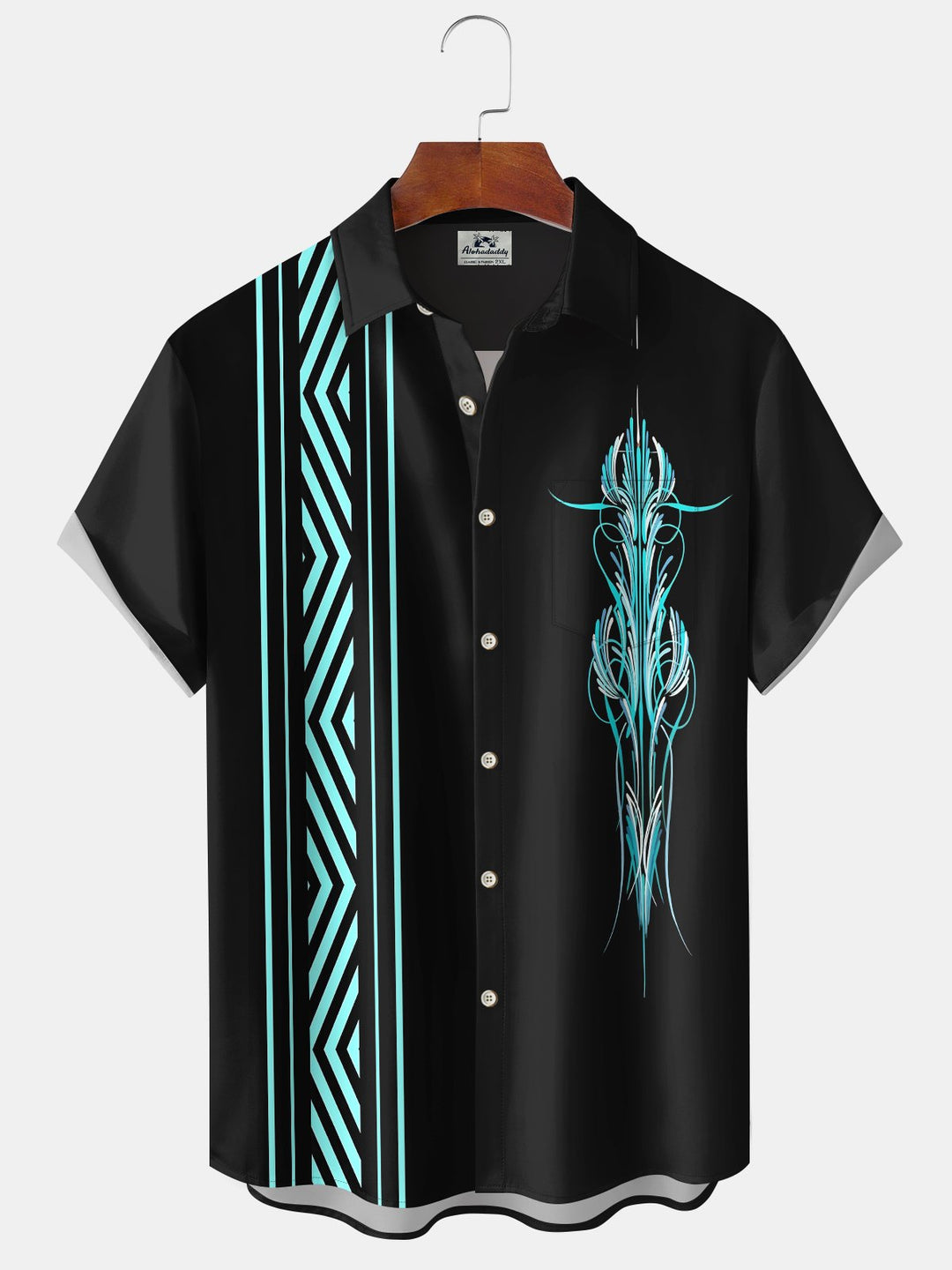 Alohadaddy Hawaiian Casual Pinstripe Contrast Color Pockets Buttons Stretch Large Size Men&