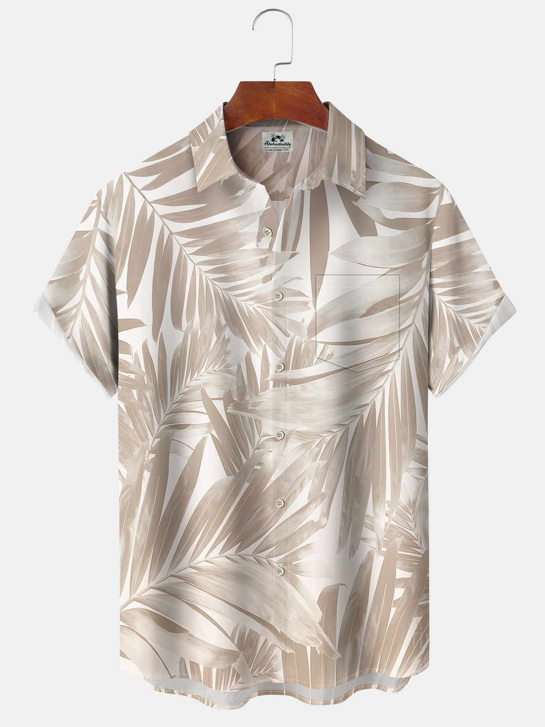 Alohadaddy Hawaii Resort Style Plants Leaves Print Art Pocket Buttons Plus Size Stretch Shirt