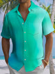 Alohadaddy® Casual Basics Ombre Colors Print Art Chest Pocket Stretch Oversized Hawaiian Shirt