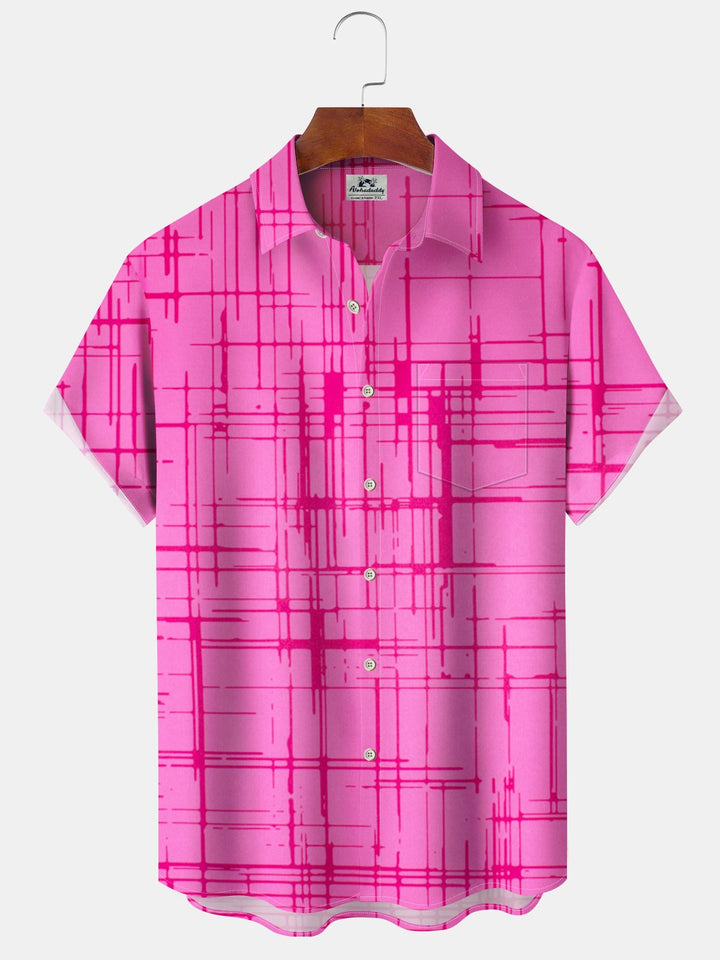 Alohadaddy® Vintage Stripes Art Print Moisture Wicking Pockets Stretch Hawaiian Men&