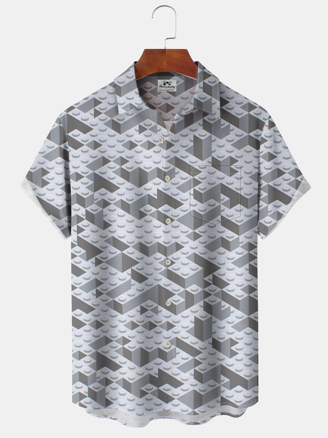 Alohadaddy® Casual Geometric Lego Print Art Pockets Large Size Stretch Men&