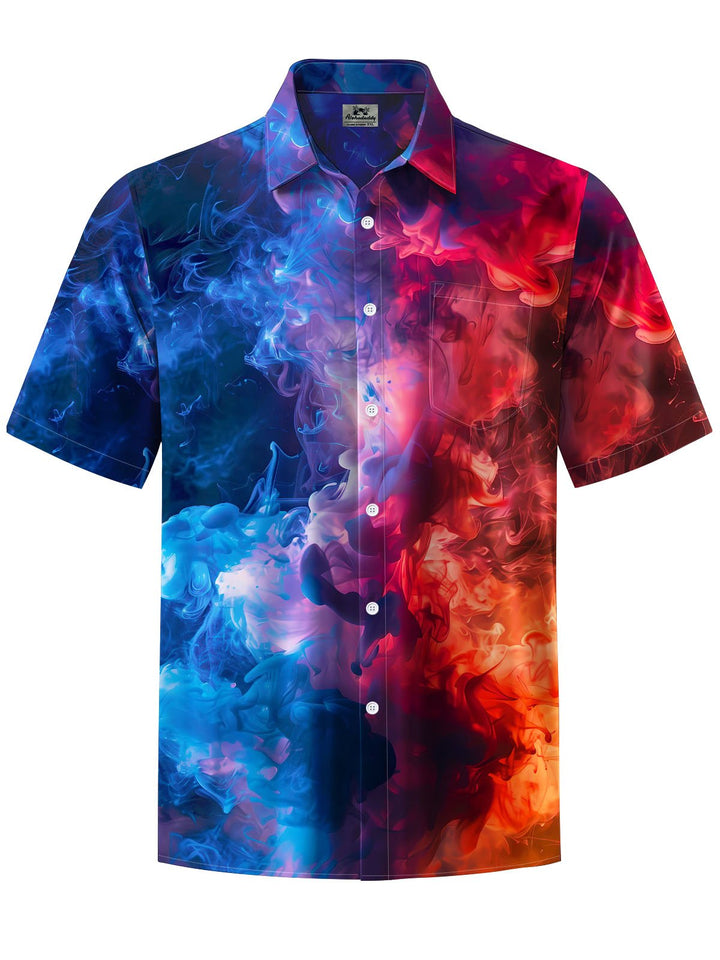 Alohadaddy® Casual Abstract Textured Print Chest Pocket Men&