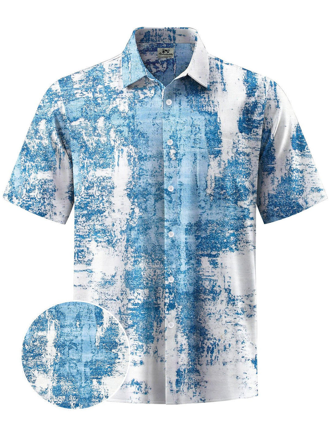 Alohadaddy® Vintage Abstract Texture Print Chest Pocket Mens Short Sleeve Shirt Big &amp; Tall