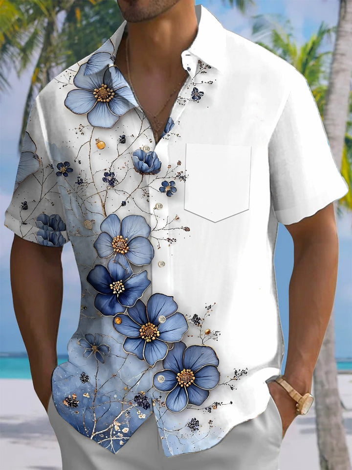 Alohadaddy® Casual Floral Art Print Mens Moisture Wicking Short Sleeve Shirt Big &amp; Tall