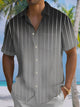 Alohadaddy® Casual Stripe Art Print Chest Pocket Men's Short Sleeve Shirt Big & Tall