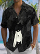 Alohadaddy® Vintage Casual Wolf Art Print Chest Pocket Men's Short Sleeve Shirt Big & Tall