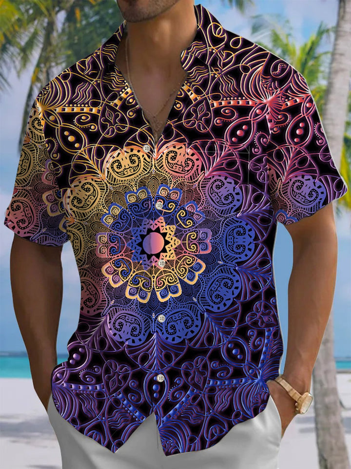 Alohadaddy® Casual Charlotte Floral Print Art Chest Pocket Men&