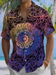 Alohadaddy® Casual Charlotte Floral Print Art Chest Pocket Men's Short Sleeve Shirt Big & Tall