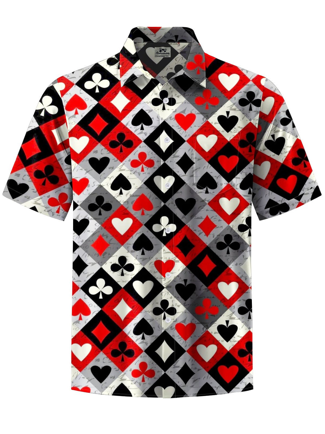 Alohadaddy® Retro Geometric Poker Art Print Chest Pocket Men&