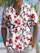 Alohadaddy® Men's Casual Cherry Blossom Ink Painting Print with Chest Pocket Stretch Short Sleeve Shirt Big & Tall