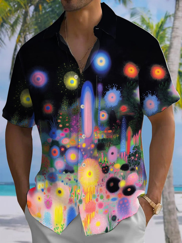 Alohadaddy® Casual Abstract Fireworks Print Art Pocket Stretch Men&