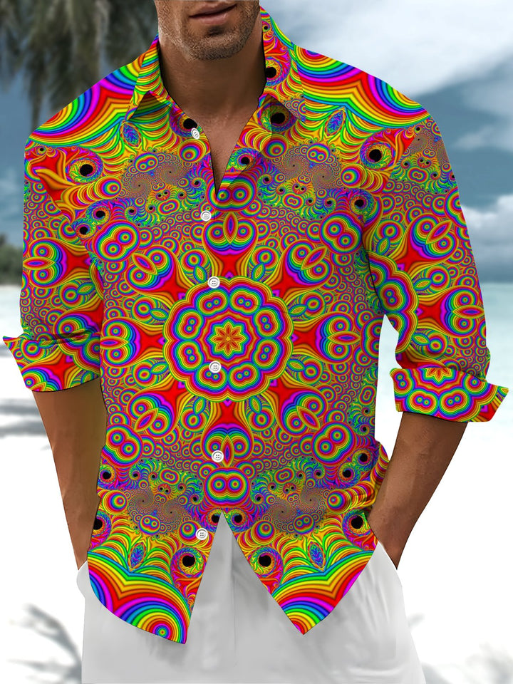 Alohadaddy® Casual Kaleidoscope Print Art Pocket Stretch Men&