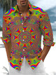 Alohadaddy® Casual Kaleidoscope Print Art Pocket Stretch Men's Long Sleeve Shirt Big & Tall