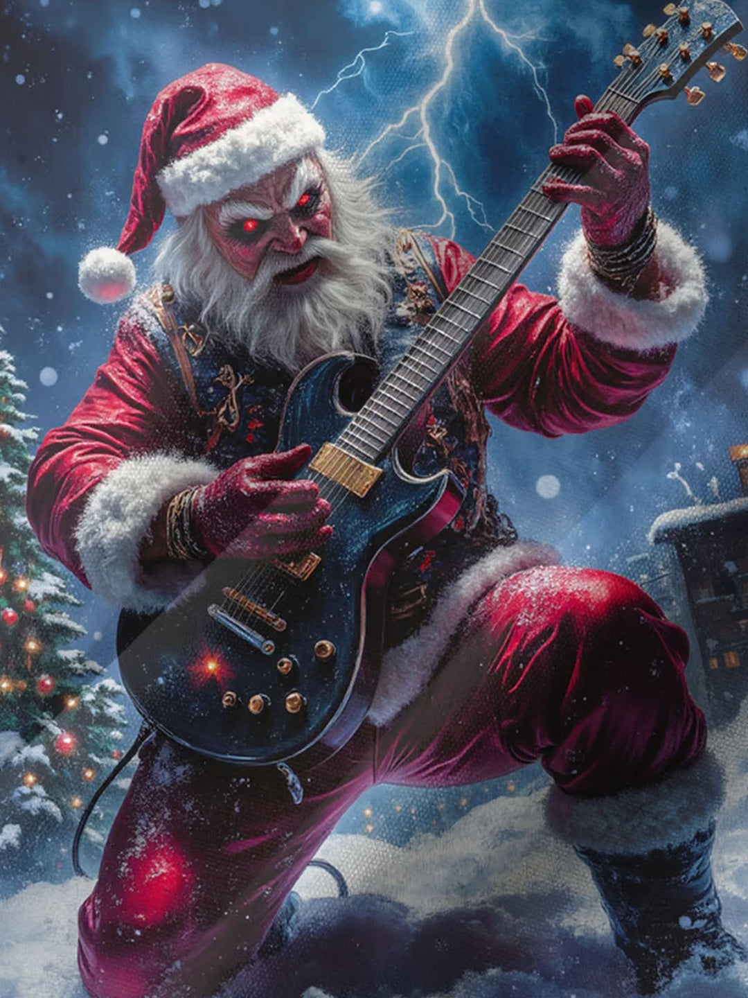 Alohadaddy® Santa Claus Guitar Print Art Pocket Stretch Men&