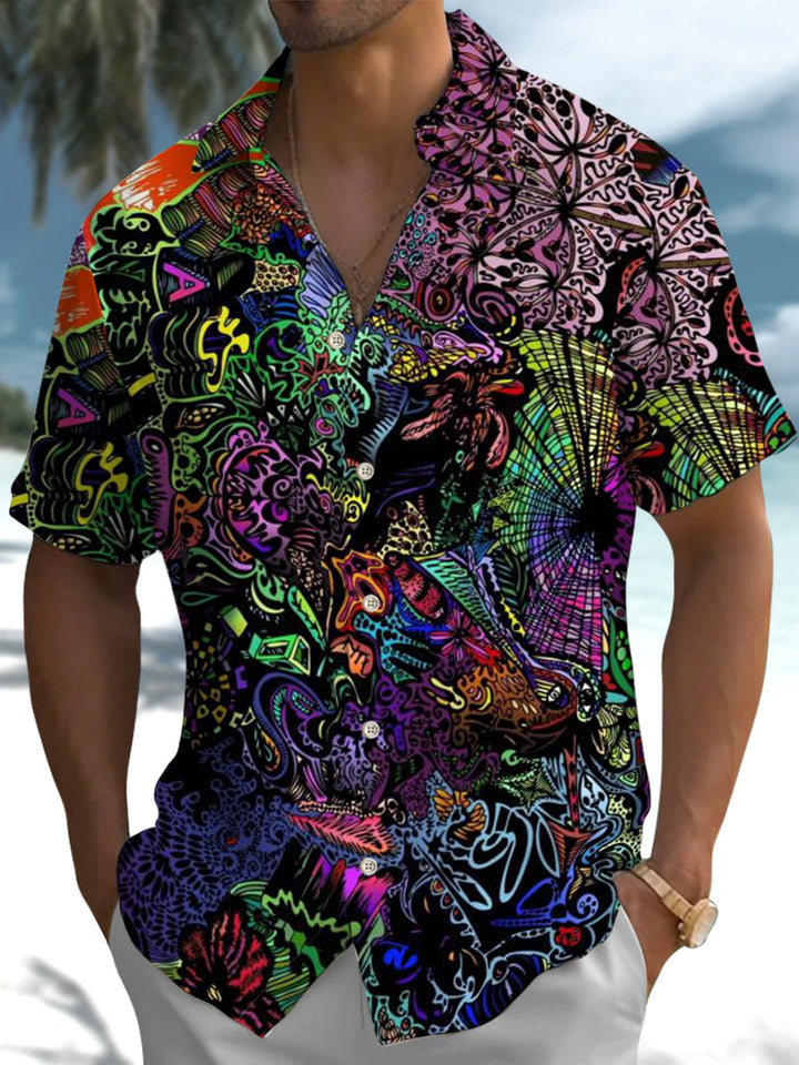 Alohadaddy® Casual Graffiti Print Art Pocket Stretch Men&