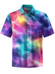 Alohadaddy® Casual Abstract Print Stretch Pocket Button Men's Short Sleeve Shirt Big & Tall
