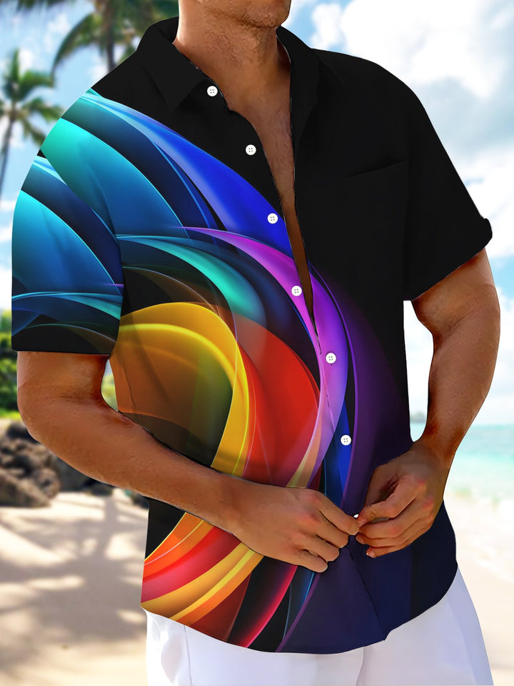Alohadaddy® Casual Abstract Print Pocket Button Stretch Men&