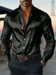 Alohadaddy® Casual Geometric Print Glossy Elastic Button Men's Long Sleeve Shirt Big & Tall