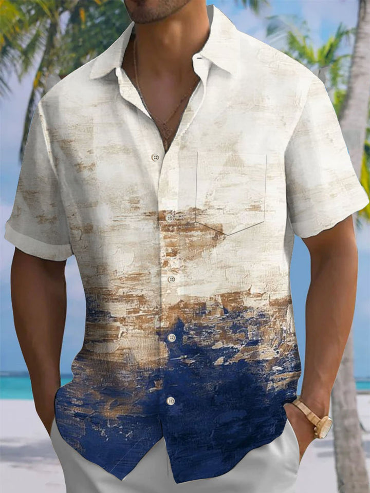 Alohadaddy® Vintage Oil Painting Acrylic Gradient Print Pocket Stretch Men&