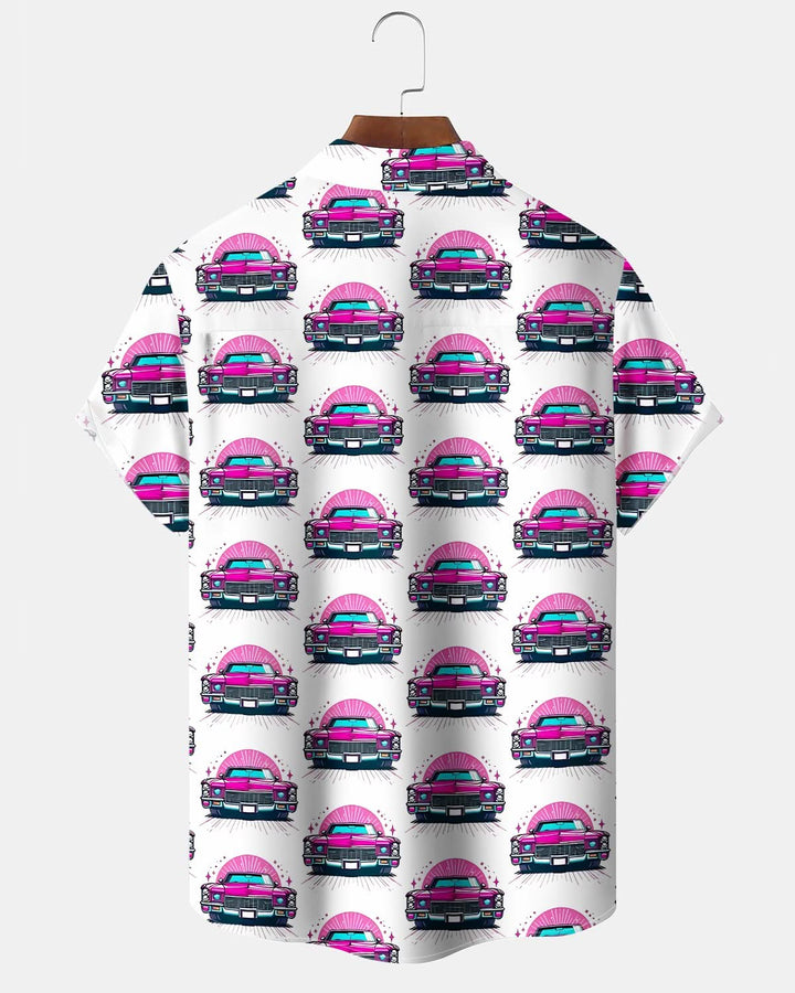 Alohadaddy® Retro Medieval Automotive Geometry Cartoon Print Art Pocket Button Men&