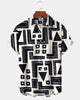 Alohadaddy® Retro Geometric Print Art Pocket Button Stretch Men's Short-Sleeve Shirt Big & Tall