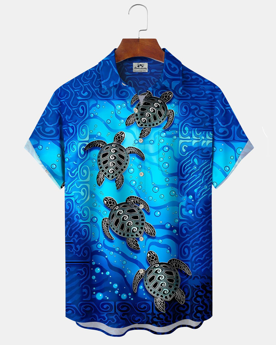 Alohadaddy® Vintage Turtle Print Artistic Elastic Button Pocket Men&