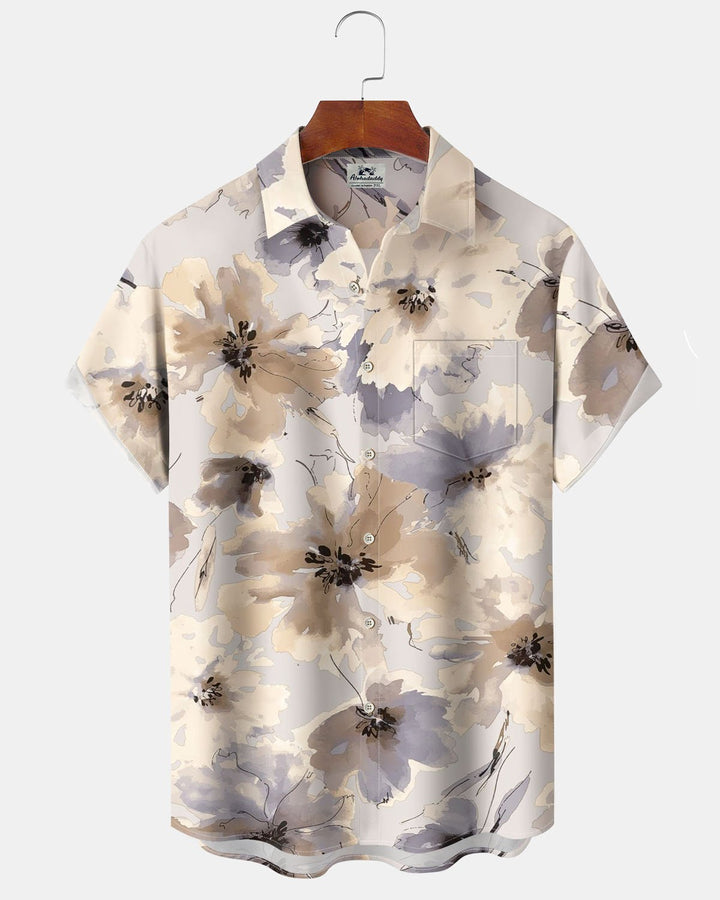 Alohadaddy® Hawaiian Floral Print Art Pocket Stretch Men&
