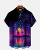 Alohadaddy® Hawaiian Palm Tree Vacation Print Art Pocket Buttons Stretch Men's Short Sleeve Shirt Big & Tall
