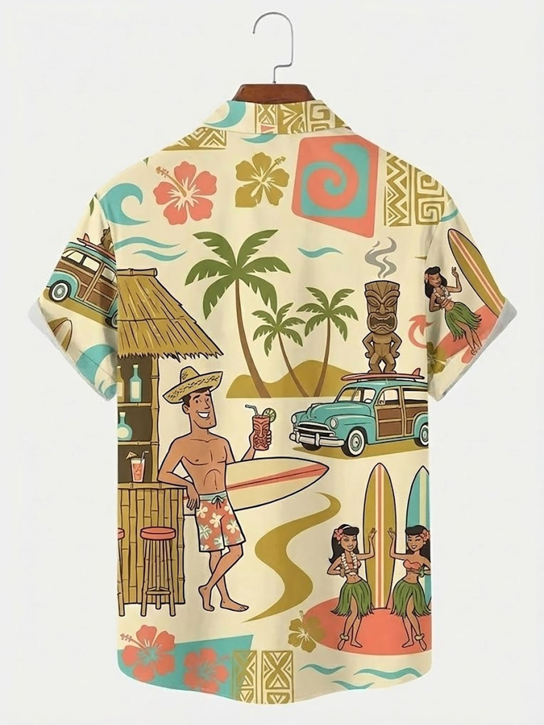 Alohadaddy® Hawaiian Medieval Geometric Cartoon Print Men&