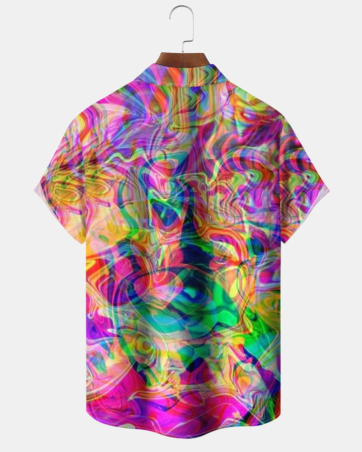 Alohadaddy® Casual Abstract Print Art Pocket Button Men&