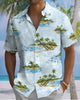 Alohadaddy® Hawaiian Vacation Palm Tree Print Art Button Cardigan Pocket Men's Short Sleeve Shirt Big & Tall