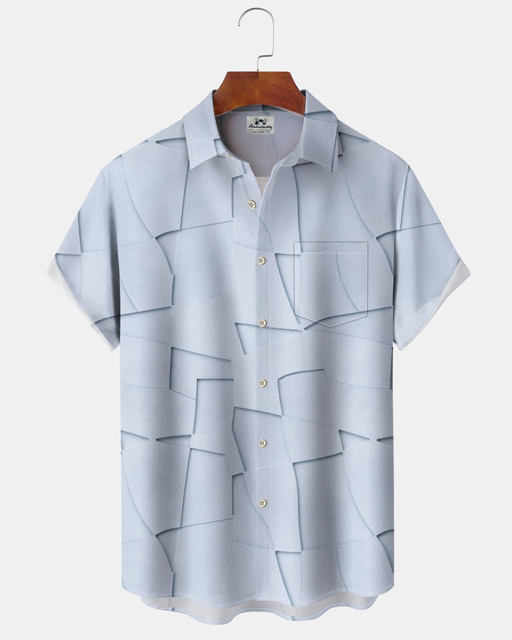 Alohadaddy® Casual Geometric Print Art Button Pocket Cardigan Men&