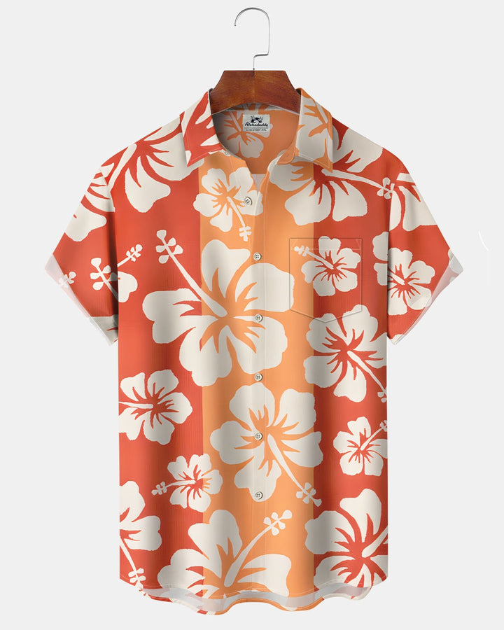 Alohadaddy® Hawaiian Floral Print Art Button Pocket Cardigan Men&