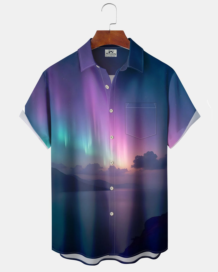 Alohadaddy® Casual Gradient Print Art Button Pocket Cardigan Men&