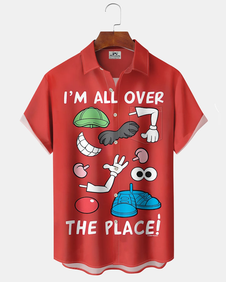 Alohadaddy® Casual Cartoon Print Art Button Pocket Cardigan Men&