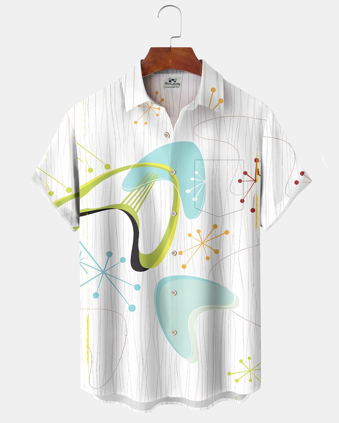Alohadaddy® Casual Atomic Print Art Button Pocket Cardigan Men&