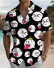 Alohadaddy® Casual Mario Ghost Print Art Button Pocket Cardigan Men's Short Sleeve Shirt Big & Tall