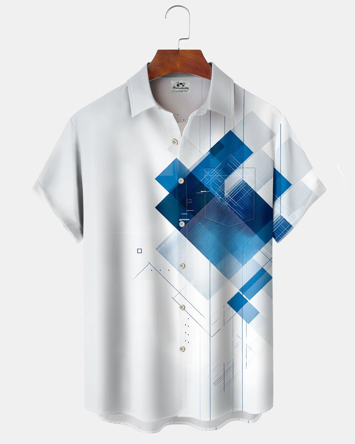 Alohadaddy® Casual Geometric Print Art Button Pocket Cardigan Men&