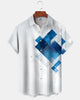 Alohadaddy® Casual Geometric Print Art Button Pocket Cardigan Men's Short Sleeve Shirt