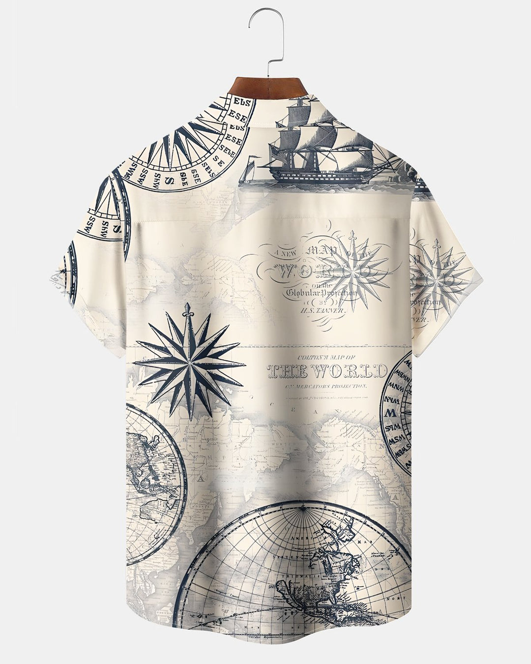Alohadaddy® Vintage Nautical Print Art Button Pocket Cardigan Men&