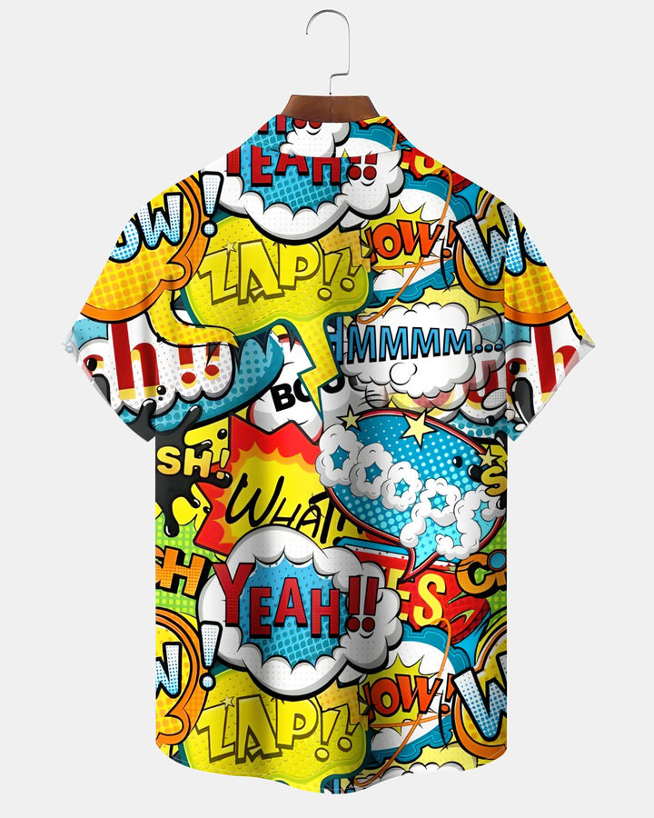 Alohadaddy® Vintage Comic Strip Print Art Button Pocket Cardigan Men&