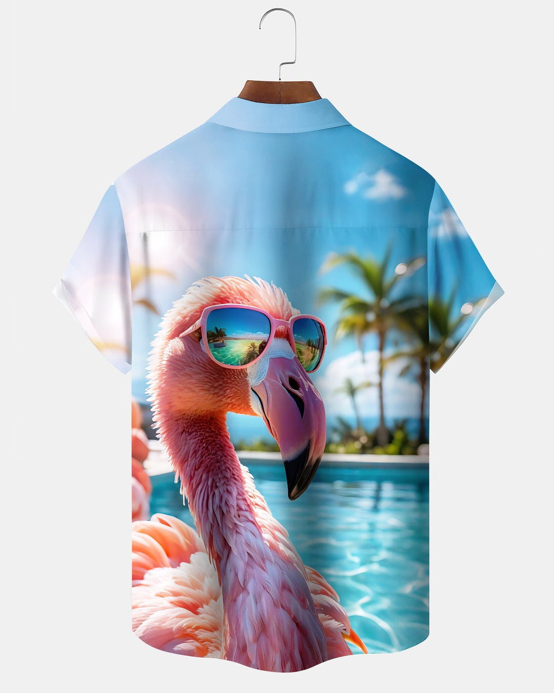 Alohadaddy® Hawaiian Flamingo Print Art Button Pocket Cardigan Men&