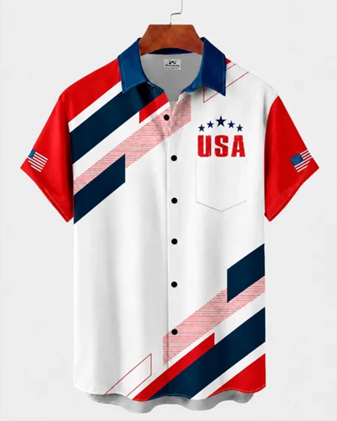 Alohadaddy® Vintage Flag Print Art Button Pocket Cardigan Men&